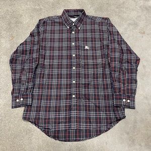 VTG Burberrys London Button Shirt Men M Longsleeve Plaid 90s